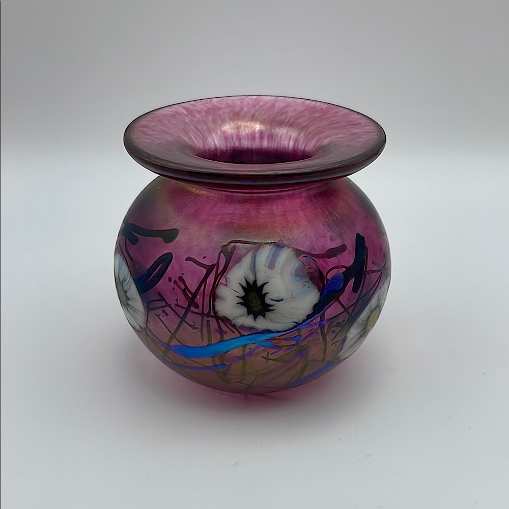 Handmade Bud Vase by Sugarloaf Glass Artist Herb A. Thomas, Signed “HAT”